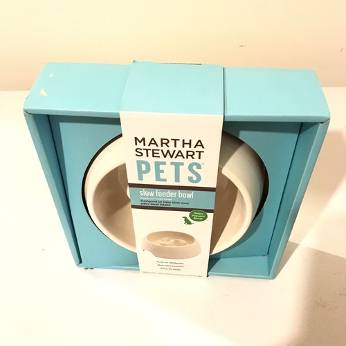 Martha Stewart Pet Slow Feeder Food Bowl Cream Color Helps Prevents Bloat