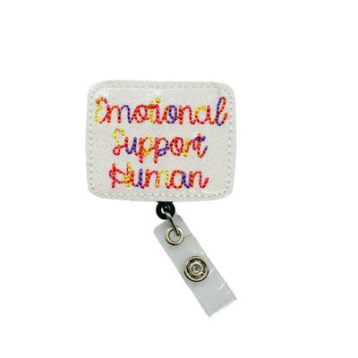 Emotional Support Human Badge Reel Retractable Friend ID Holder Name Tag Clip