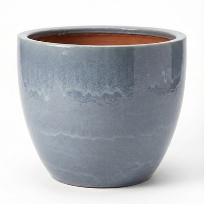 Teramico Pflanzgefäß Keramik Egg Pot Antik Grau 38cm – Frostfest & Rund