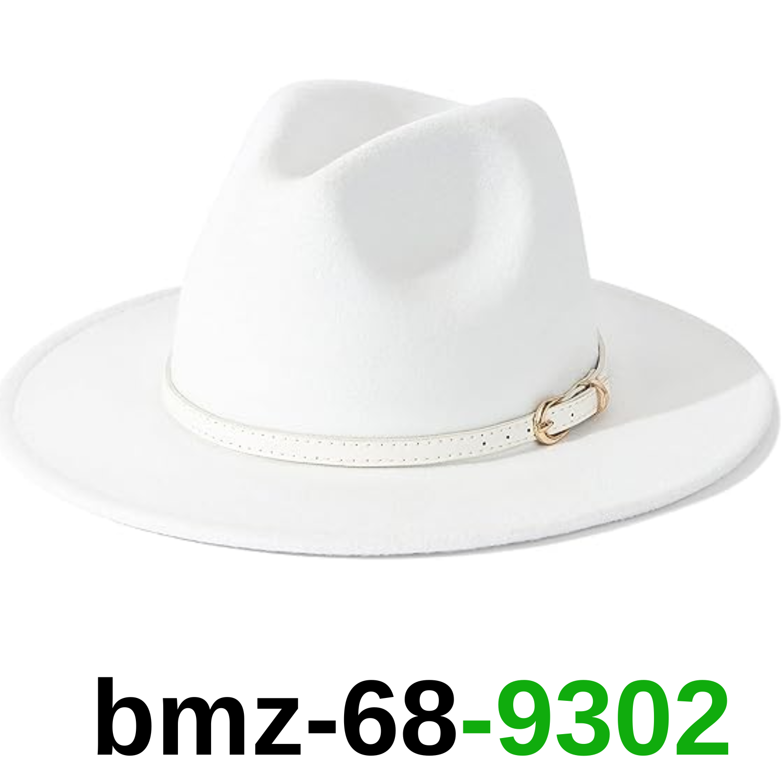 Lisianthus Women White Fedora Wide Brim Panama Hats with Color Belt Buckle (Whit