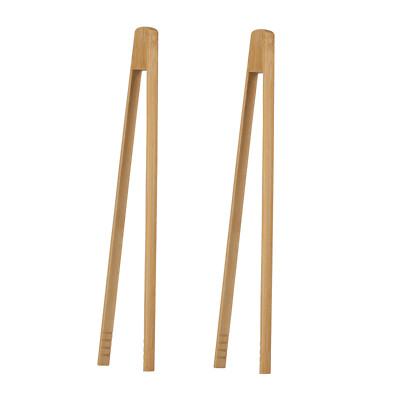 2 Pack 12-Inch Bamboo Toaster Tongs | Wooden Tongs for Bread, Bacon, Bagels