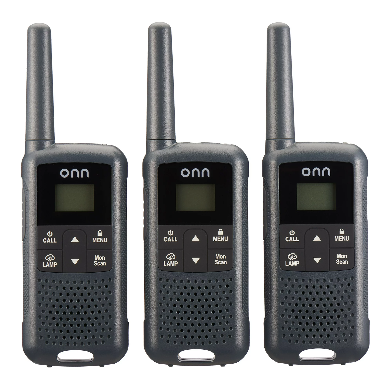 Onn. 23 Mile 22 Channel Walkie Talkie with LED Light and Weather Channel 3 Pack