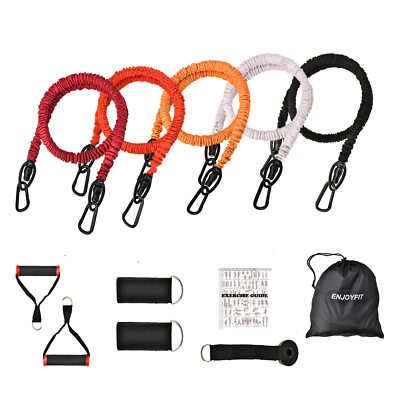 ENJOYFIT 11 PCS Resistance Bands Set, Exercise Tubes 63 inchs, Workout Bands ...