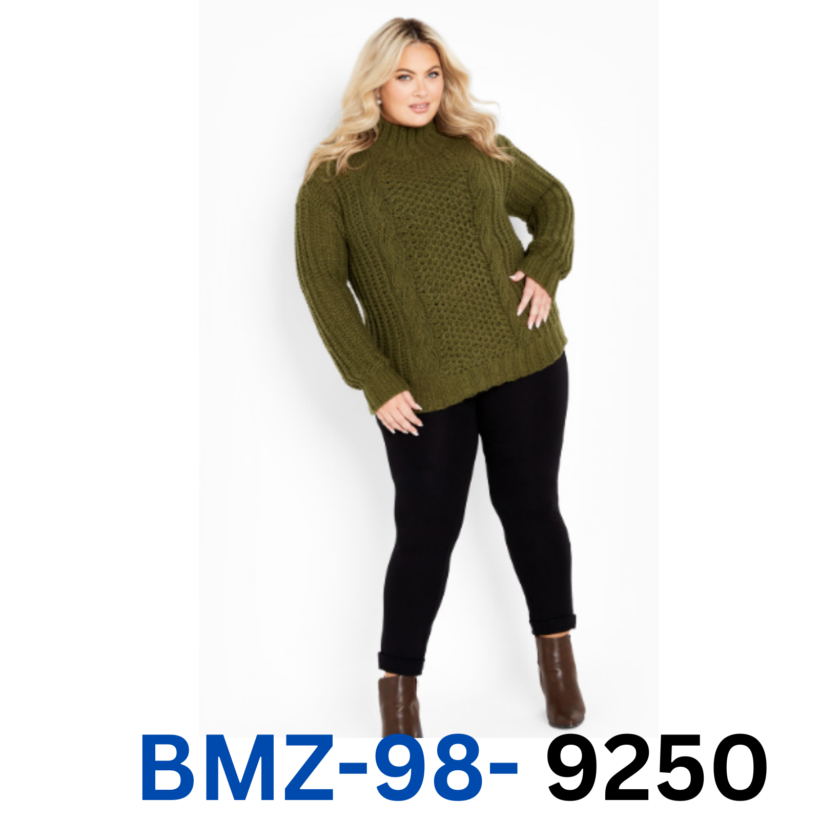 City Chic Fallon Sweater full length sleeves,a relaxed fit and chunk Olive 14/16