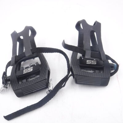 Pair BV Bike 9/16'' Pedals w/ VP-792 Toe Straps for Peloton Shimano SPD Compatibl