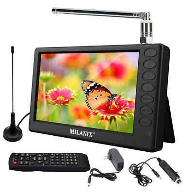 Milanix 5'' Portable Digital HD TV LED Rechargeable Battery  USB, AC/DC Remote