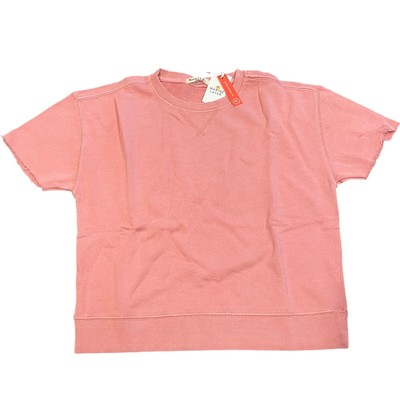 NWT Marine Layer Suntan Vintage Terry SS Sweatshirt Women's Sz M Rosette Pink