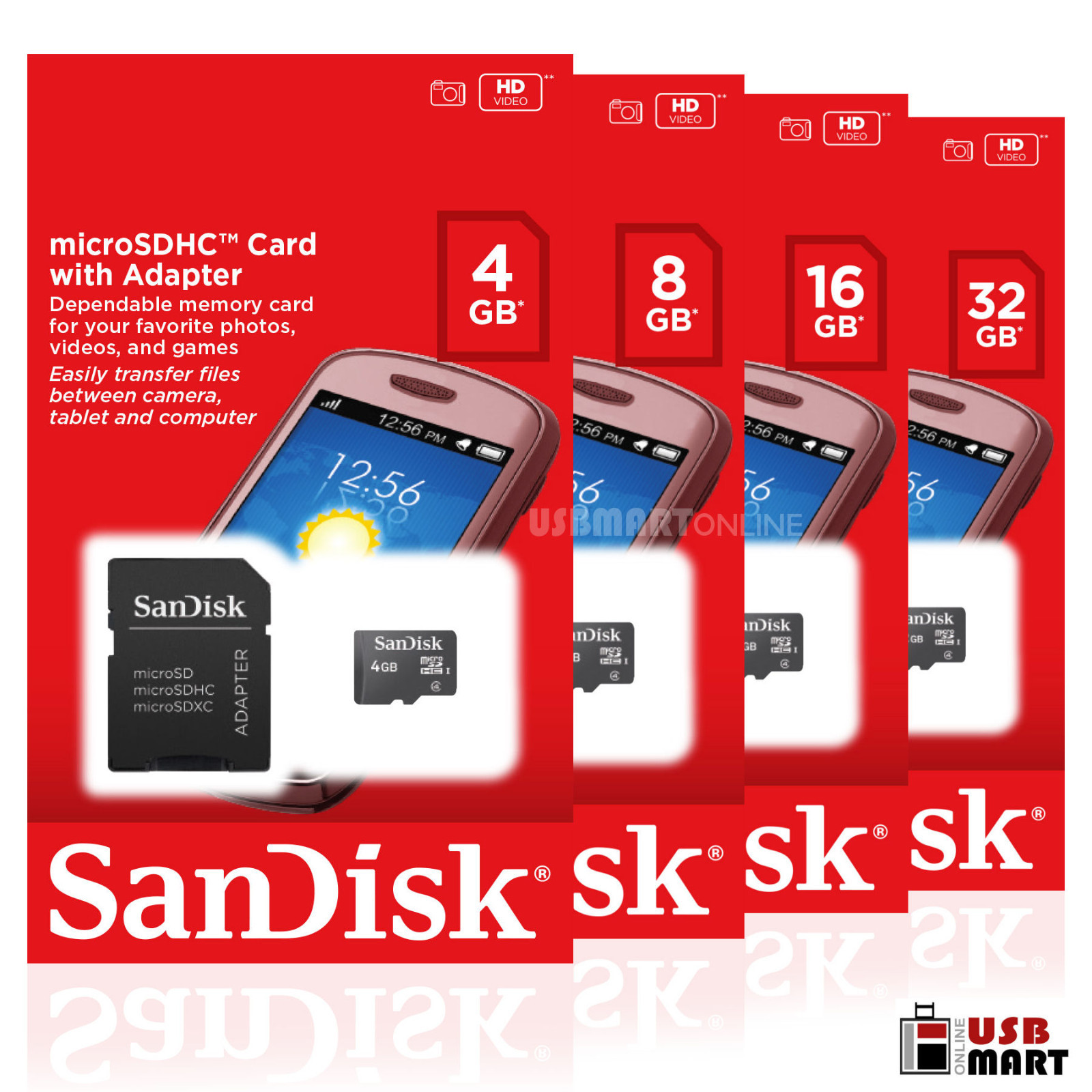 Sandisk 4gb 8gb 16gb 32gb Micro Sd Sdhc Class 4 Tf Flash Memory Card Adapter Lot