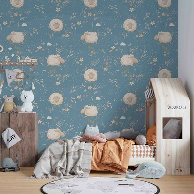 3D Animal Sheep Floral Wallpaper Wall Murals Removable Wallpaper 124