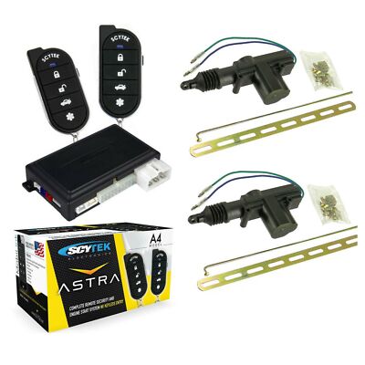 Car Alarm Security 2 Door Locks, Keyless Entry 1-Way Fob Remote Start Scytek A4