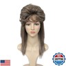 ByouByou Mullet Wigs for Women Curly Synthetic Heat Resistant Shoulder Length Hair 80s Rocker Cosplay Wigs (Light Brown)