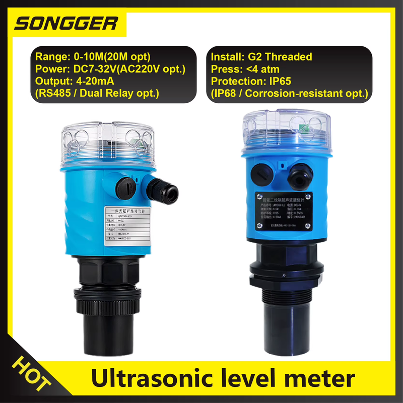 CKDP-200 Non-Contact Ultrasonic Level Sensor 4-20mA for Water Tank Reservoir Was