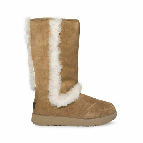 Pre-owned Ugg Sundance Waterproof Chestnut Suede Sheepskin Women's Boots Size Us 6 In Brown