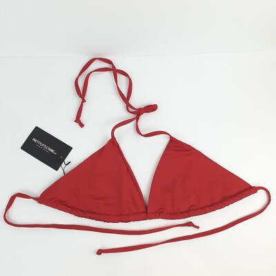 Pretty Little Things Womens Bikini Top Red Triangle Size 10 Swimsuit Separate