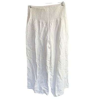Chouyatou Women Casual Wide Leg Cotton Linen Loose Trousers Medium