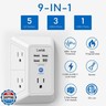 Lvetek 5 Outlet Extender Multi Plug Wall Outlets with 4 USB Charging Ports (1 USB C Outlet), 3 Sided 1680J Surge Protector Power Strip USB Wall Charger for Home, Office, Travel, ETL Listed, White