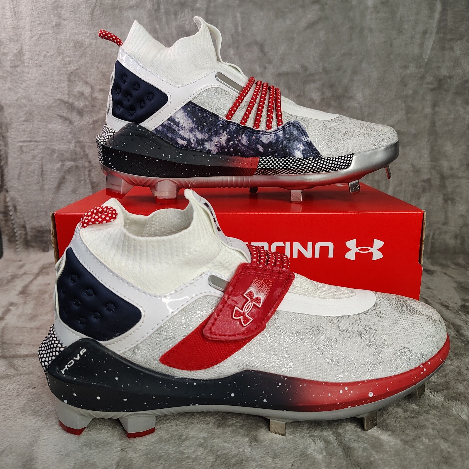 Under Armour Harper 8 Low USA ST Baseball White Navy 3026590