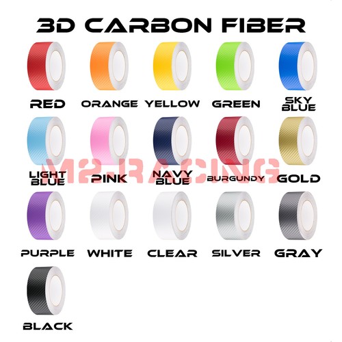 3D Matte Carbon Fiber Racing Stripes Vinyl Wrap Rally Sticker 10FT/20FT Long