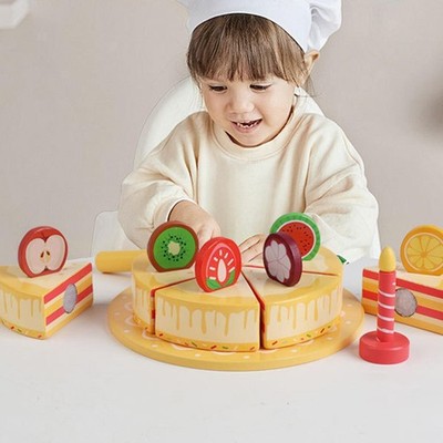 Pretend Play Food Fake Fruit Cake Holz Lernspielzeug für Kinder im Alter von