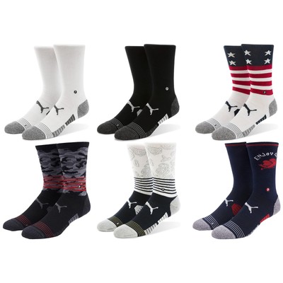 PUMA Tech Crew Socks, Moisture Wicking, Seamless Toe and Arch Support
