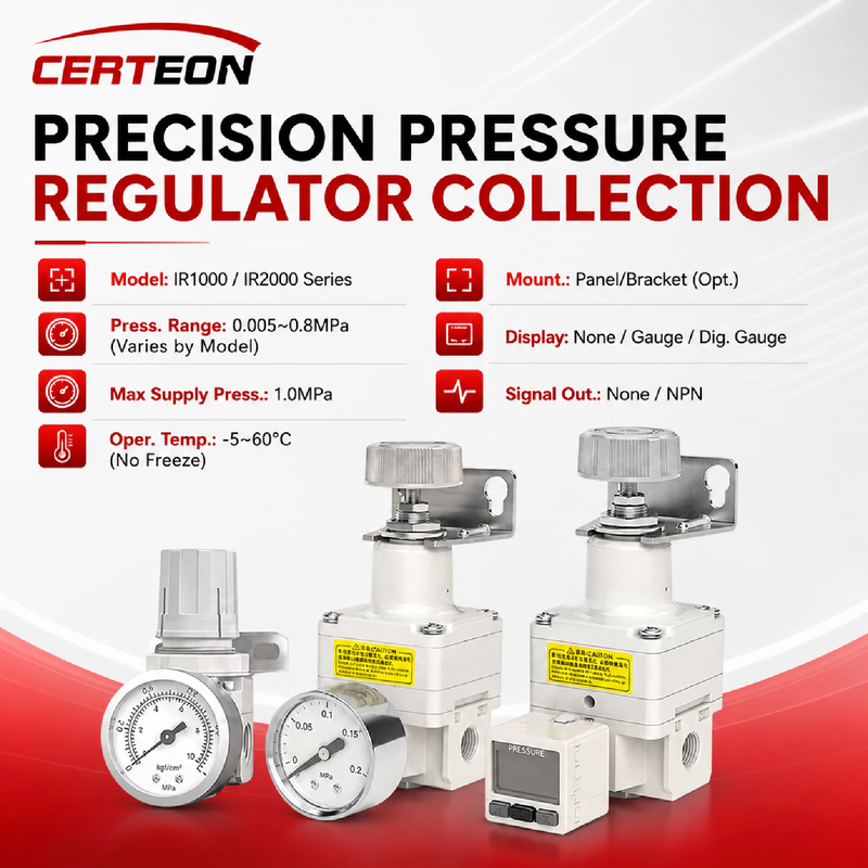 IR2000-02BG Precision Pressure Regulator Pneumatic Air Regulator 0.005-0.8MPa In