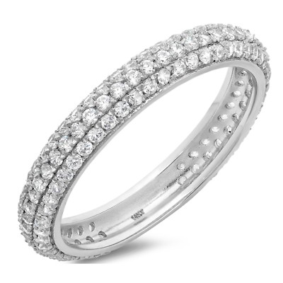 Pre-owned Pucci 1ct Round Cut Eternity Simulated Bridal Wedding Anniversary Band 14k White Gold In White/colorless