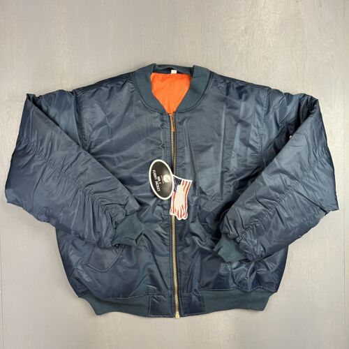 Vtg MA-1 Satin Flight Pilot Aviator Bomber Jacket Mens Blue Vtg MA-1 Satin Flight Pilot Aviator Bomber Jacket Mens Blue