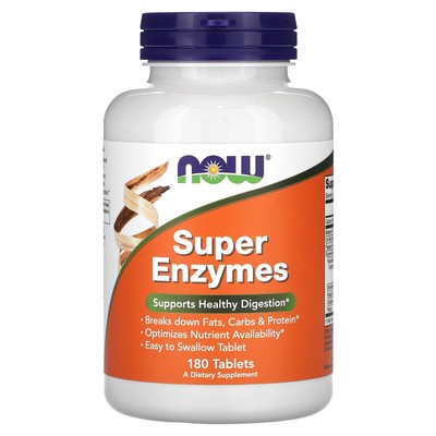 Now Foods Super Enzymes 180 таблеток с гарантией качества GMP