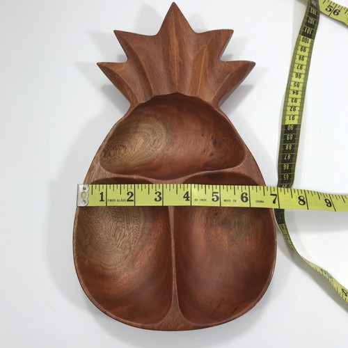 Hand Carved Wooden Pineapple Divided Serving Dish tray Made from Kamani Wood