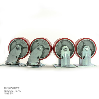 5" x2" Swivel Casters Polyurethane Wheel Steel (2) Rigid (2) 1000lbs ea Tool Box