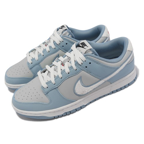 Nike Dunk Low Retro Fleece Swoosh Worn Blue White Men Unisex Casual FB1871-011