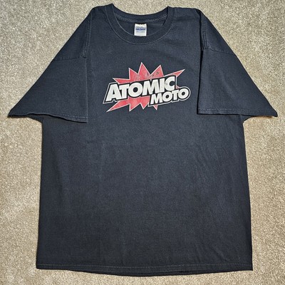 Y2k Atomic Moto Dirtbike Motorcross T-Shirt Mens XL Black Grunge Skate Punk Mud