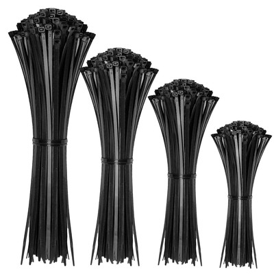 Cable Zip Ties,400 Pack Black Assorted Sizes 12+8+6+4 Inch,Multi-Purpose Self