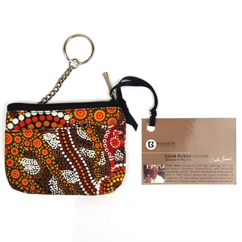 Australia Aboriginal Art Coin Keyring Chain Purse Wallet Design Kangaroo