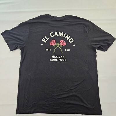 El Camino Soul Food Rose Skeleton Hand Black Short Sleeve T-Shirt Men's 2XL