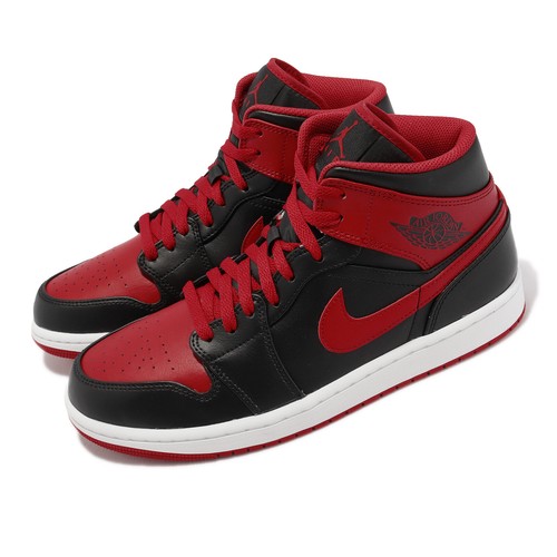 

Мужские повседневные кроссовки Nike Air Jordan 1 Mid Alternate Bred Black Red AJ1 DQ8426-060, Черный, Air Jordan 1 Mid
