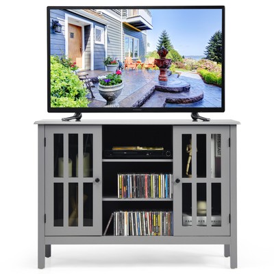Topbuy TV Stand Accommodate TV's Size Up to 50'' Entertainment Media Cente Grey