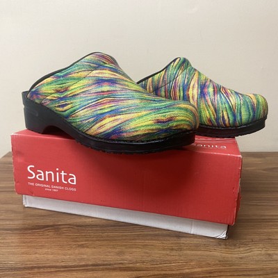 Sanita Vegan Open Textile Danish Clogs EU 43 US 8.5 Nurse Doctor Shoes Green