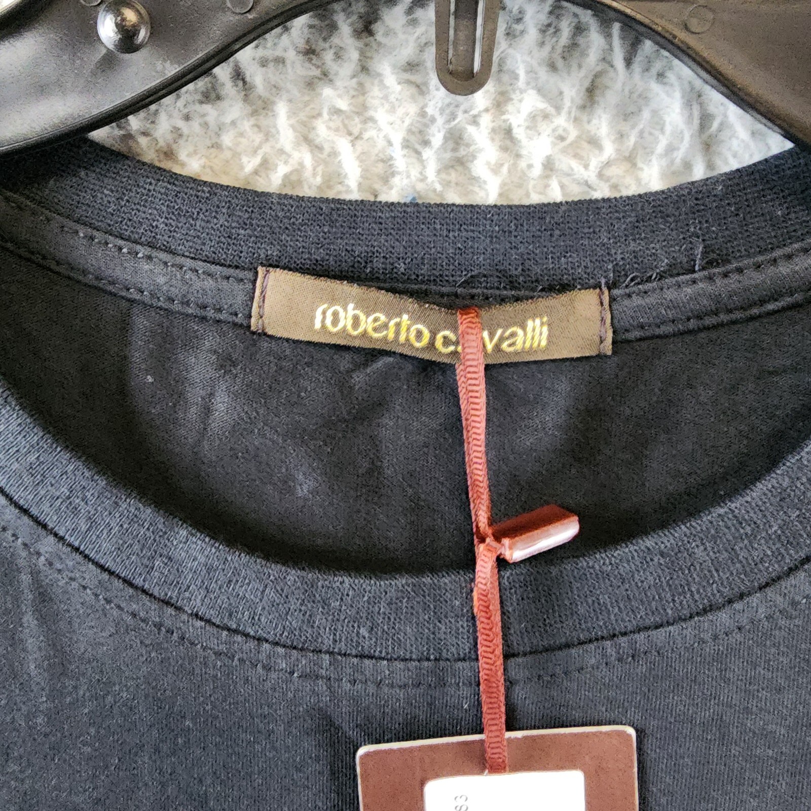ROBERTO CAVALLI Logo Print T-shirt Men's XL Black Crewneck Pullover Short Sleeve - Picture 5 of 10