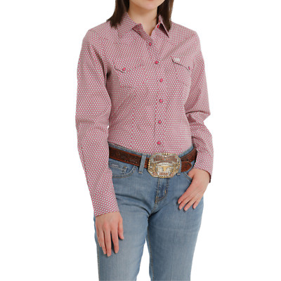 Cinch  Ladies Geometric Pink Button Down Shirt MSW9201040