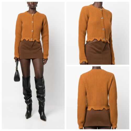 Pre-owned Versace Brown Wool Knit Cardigan Sweater Distressed Hem It 38/ Us 2 $1,450