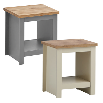 Lamp Side Table End Table for Living Room with Storage Shelf Modern Wood Effect