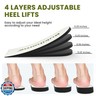 Adjustable Heel Lift Inserts for Shoes - Bukihome Orthopedic Shoe Lift for Uneven Legs 4 Layers Height Increase Insole for Heel Pain,Heel Spur,Achilles Tendonitis(White,Large,Pack of 2)