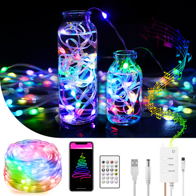 Smart WiFi+BLE 32.8ft and 66 Lamp LED Molded (soft) Wire Fairy Lights - USB Pwr