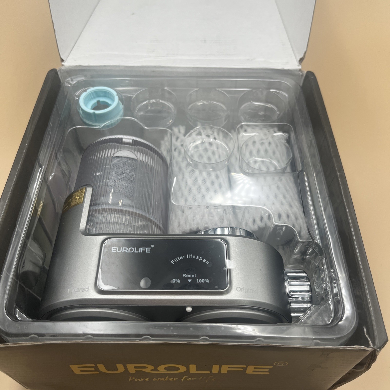 Eurolife Faucet Mount Water Filter, Model EL-LS-A21, Gray