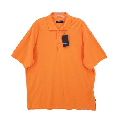 NWT ZEGNA SPORT Polo Shirt Lava Orange 100% Cotton Mesh Pique Size XXL