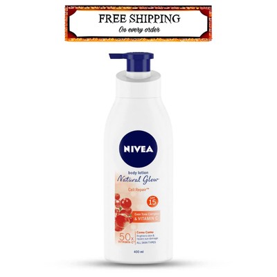 Nivea Natural Glow Cell Repair Body Lotion | with SPF 15 and 50X Vitamin C | 13.