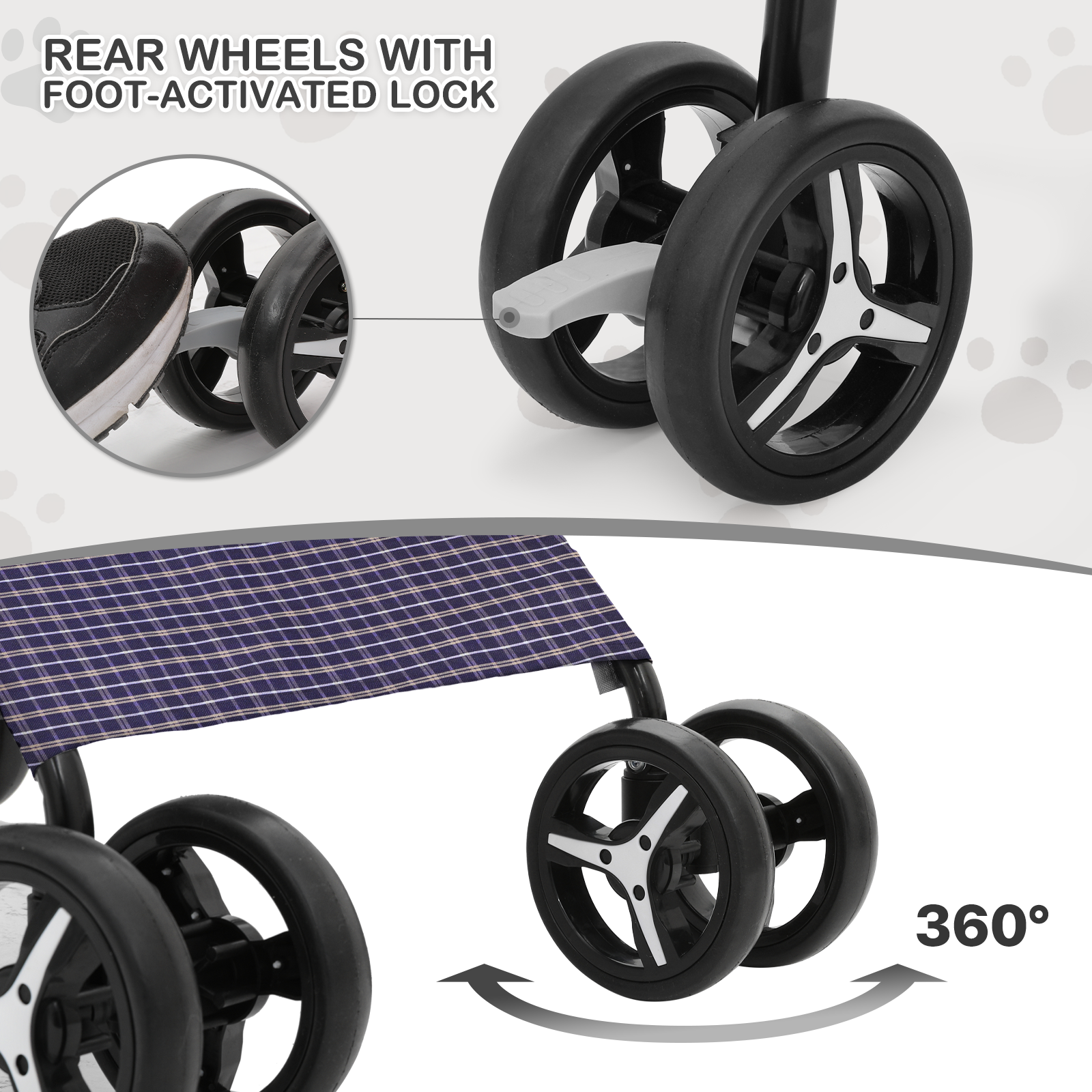 Pet Stroller 4 Wheels Foldable Cat Dog Travel Carrier Skylight w/Storage Basket