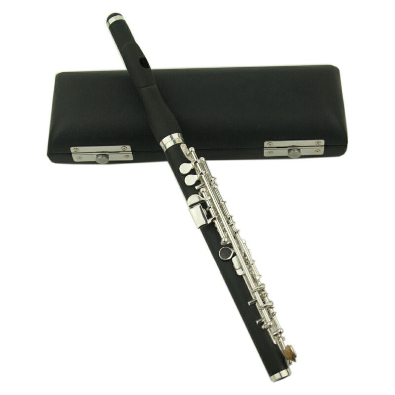 Key of C Piccolo Flute  and Wooden Case Cleaning Rod Screwdriver