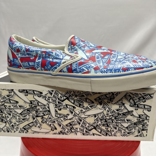 Pre-owned Vans Marc By Marc Jacobs X  Slip On Logo Skate Shoe Sneakers Sz 12 Us Blue Red